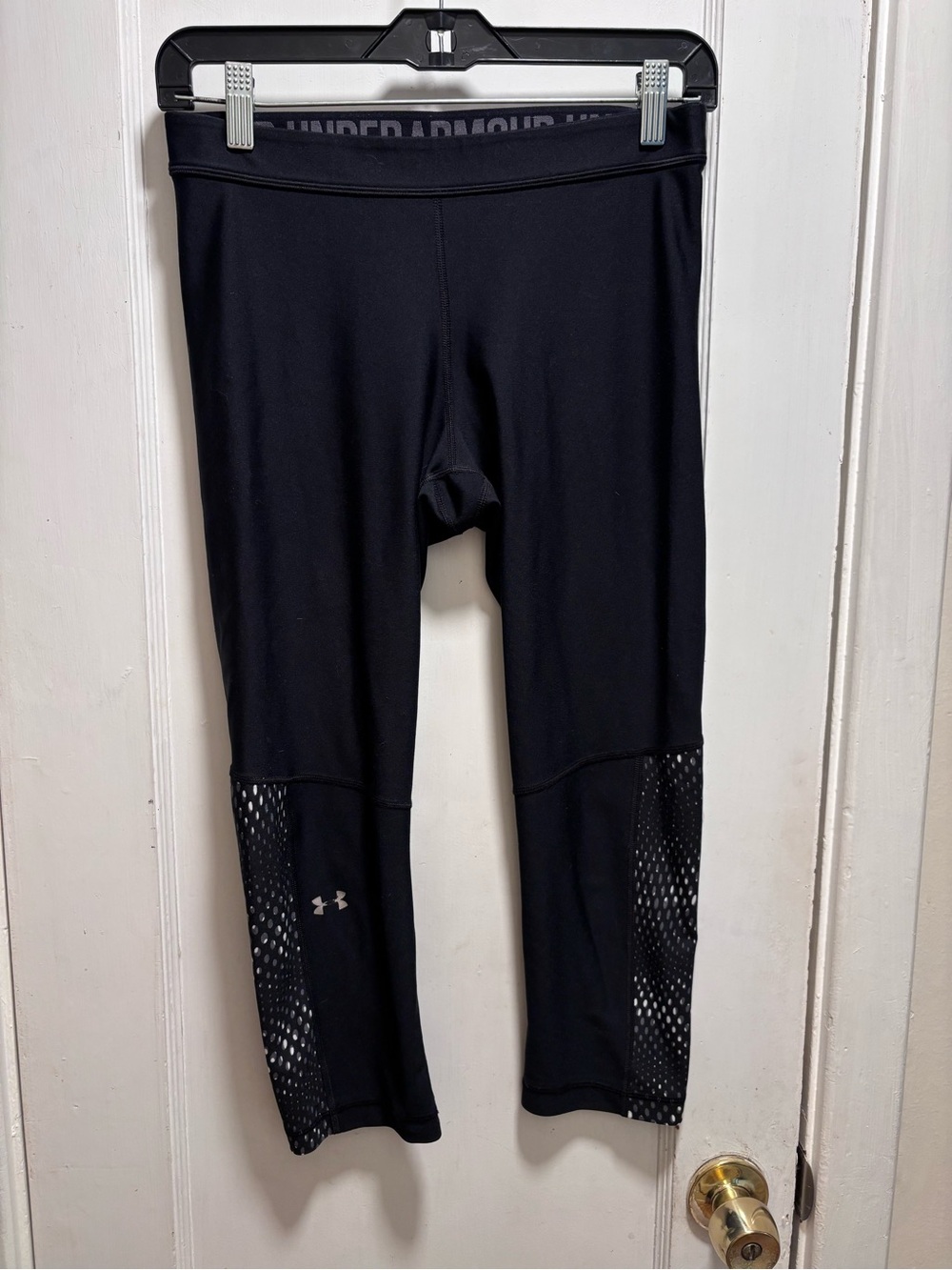 Under Armour Black Capri Leggings with Mesh Lower Panels